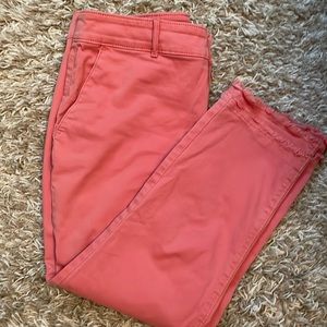 Loft coral cotton capris with frayed bottom